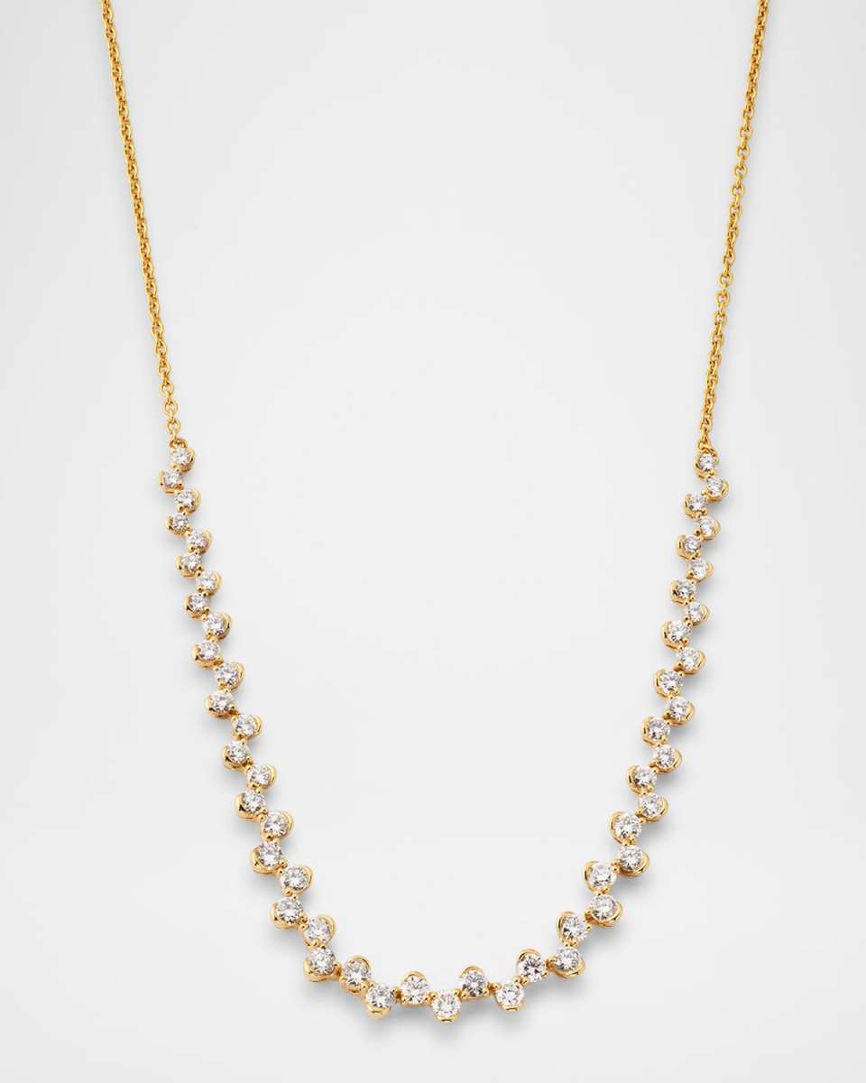 Sparkle 18K Yellow Gold Halfway Diamond Bezel Necklace
