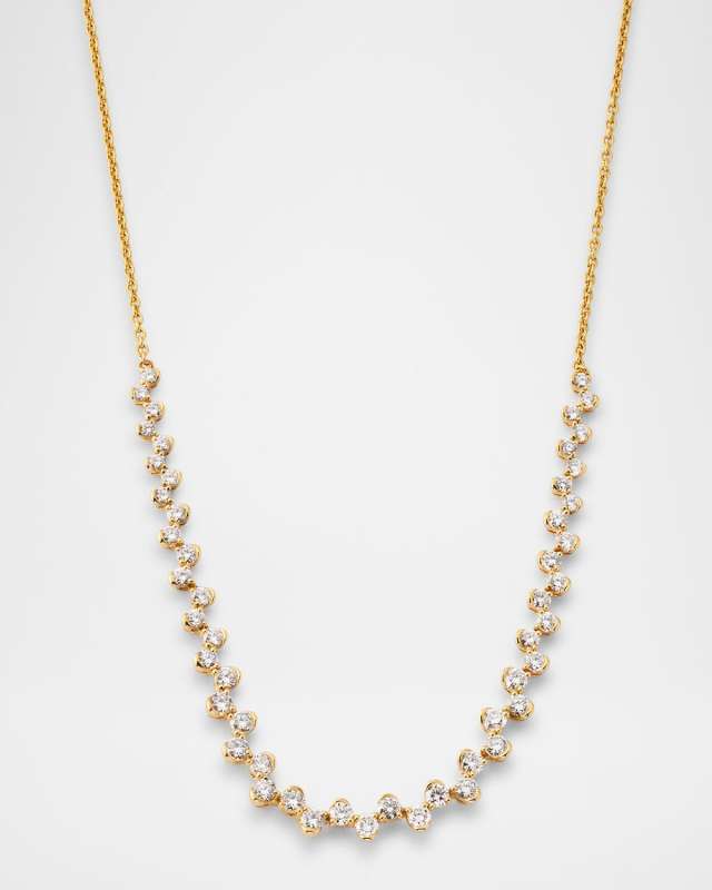 Sparkle 18K Yellow Gold Halfway Diamond Bezel Necklace
