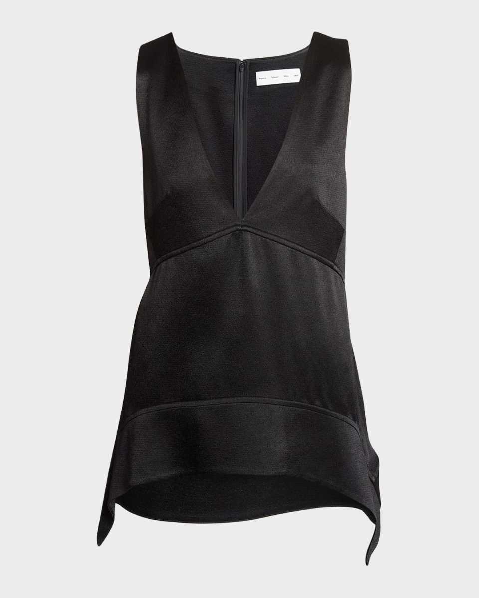 Liz Plunging Sleeveless Satin Top