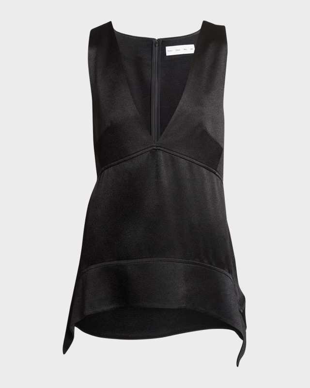 Liz Plunging Sleeveless Satin Top