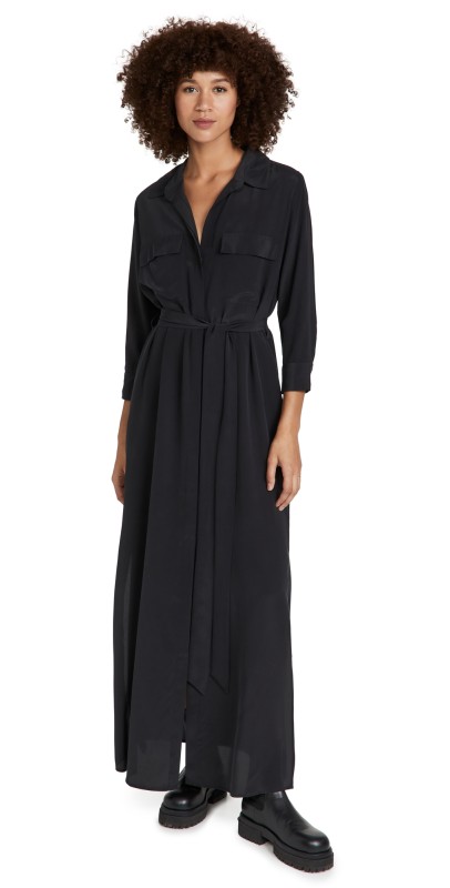 L'AGENCE Cameron Long Shirt Dress Black