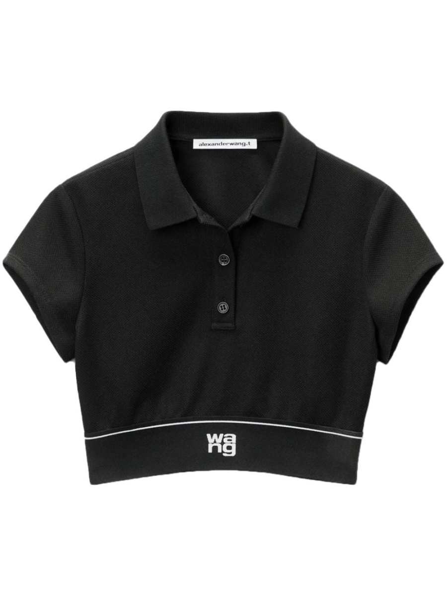 Cheerleader cropped polo top