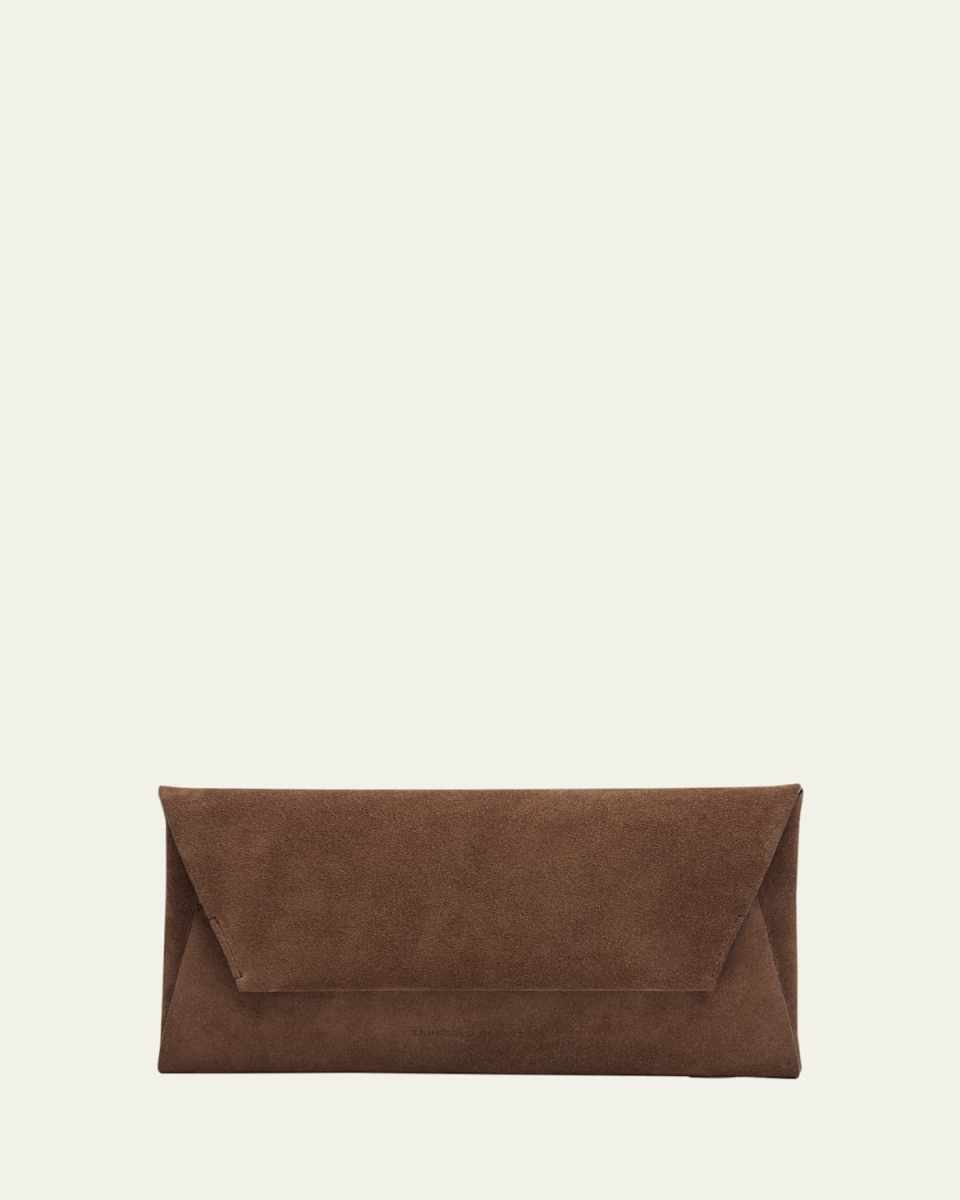 Monili Envelope Flap Suede Clutch Bag