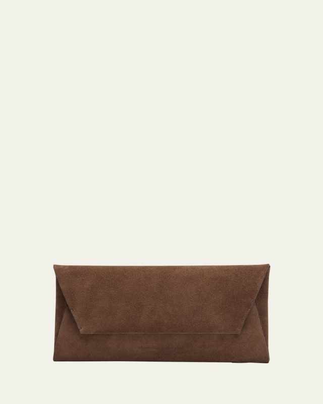 Monili Envelope Flap Suede Clutch Bag