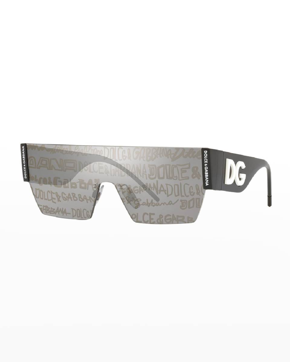 Rimless Mirrored Shield Sunglasses