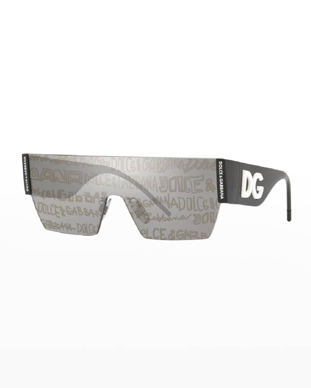 Rimless Mirrored Shield Sunglasses