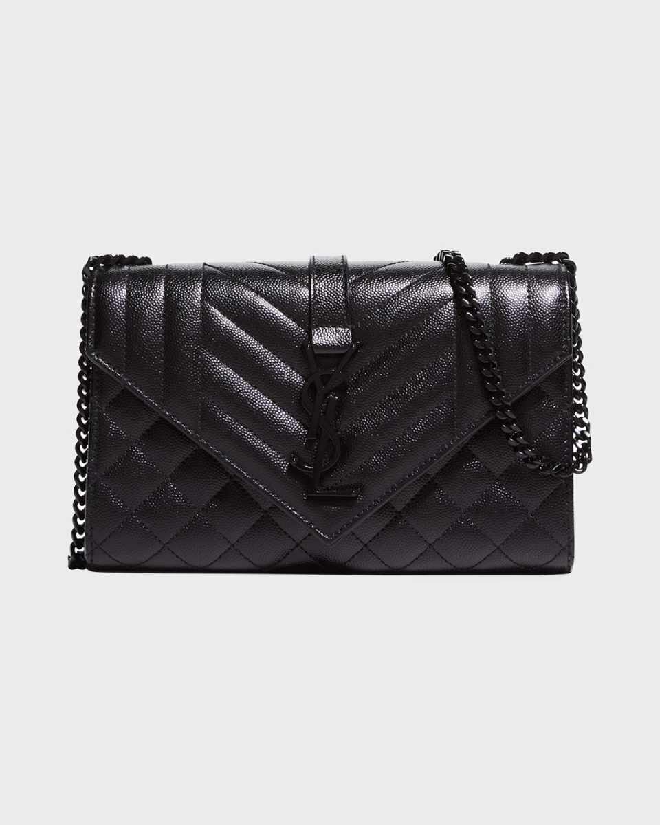 Envelope Triquilt Small YSL Shoulder Bag in Grained Leather