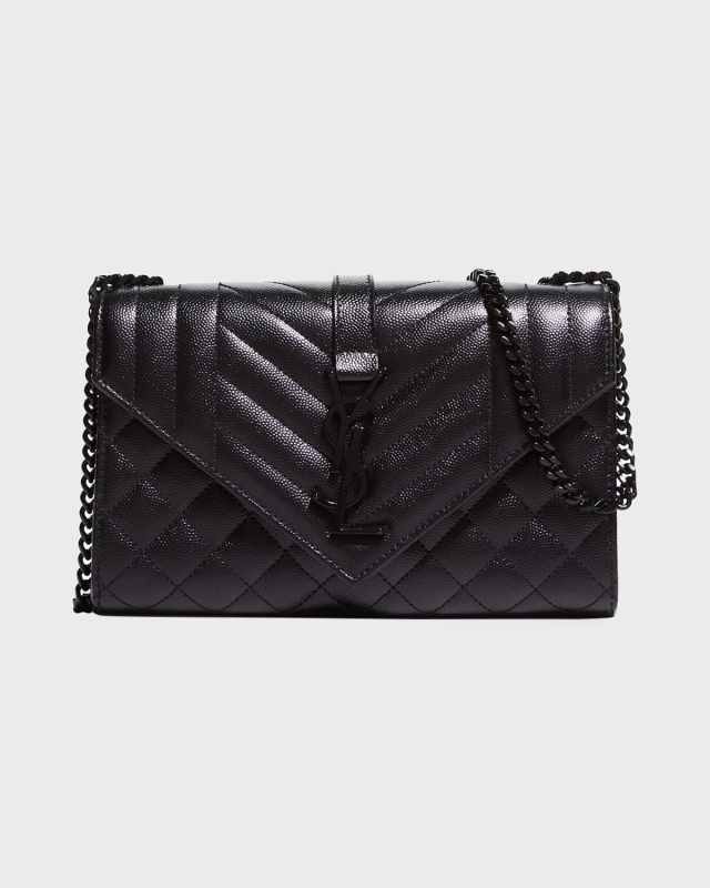 Envelope Triquilt Small YSL Shoulder Bag in Grained Leather