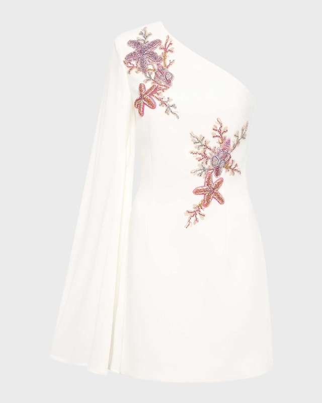 Chantara Beaded One-Shoulder Mini Dress
