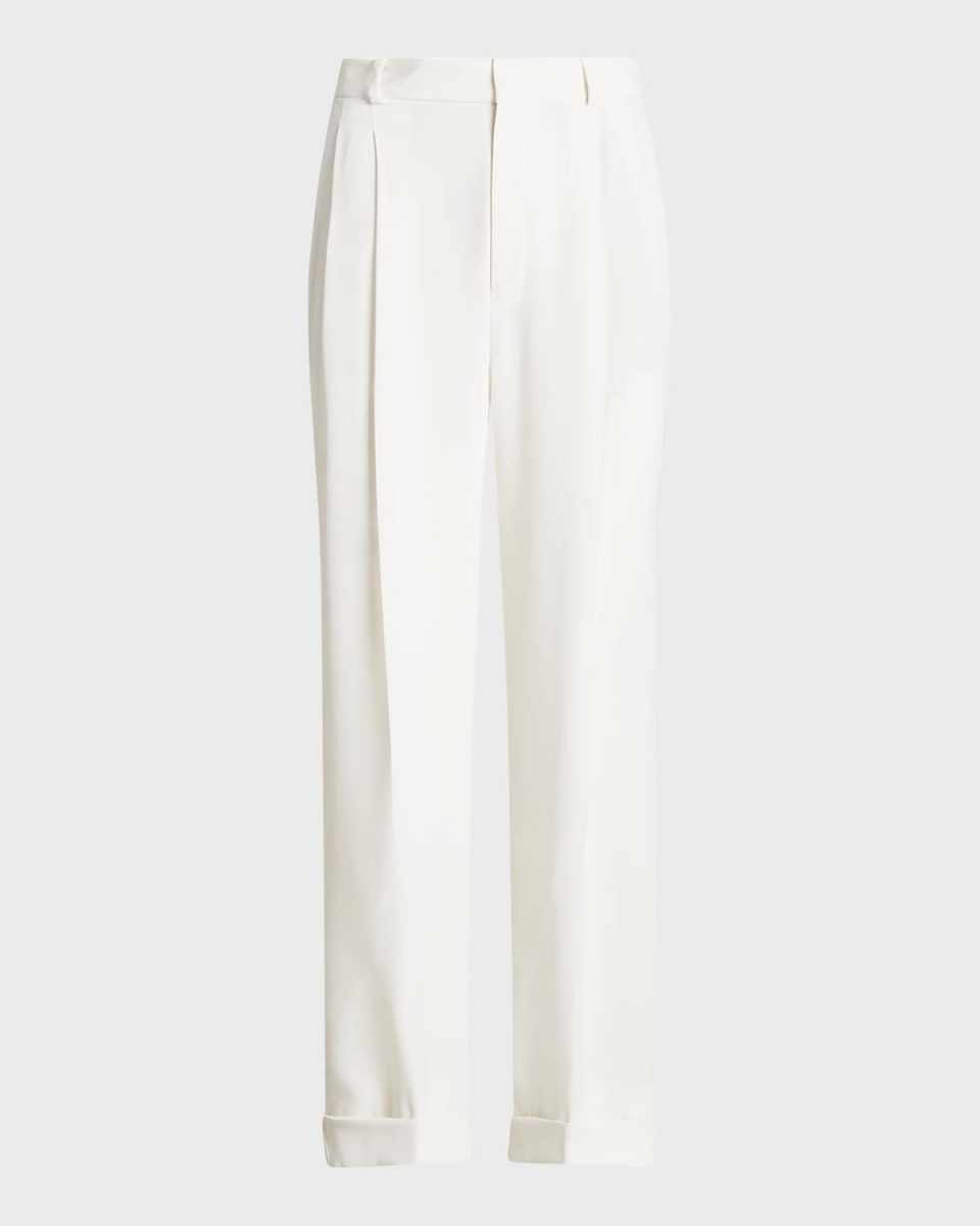 Straight-Leg Pleated Pants