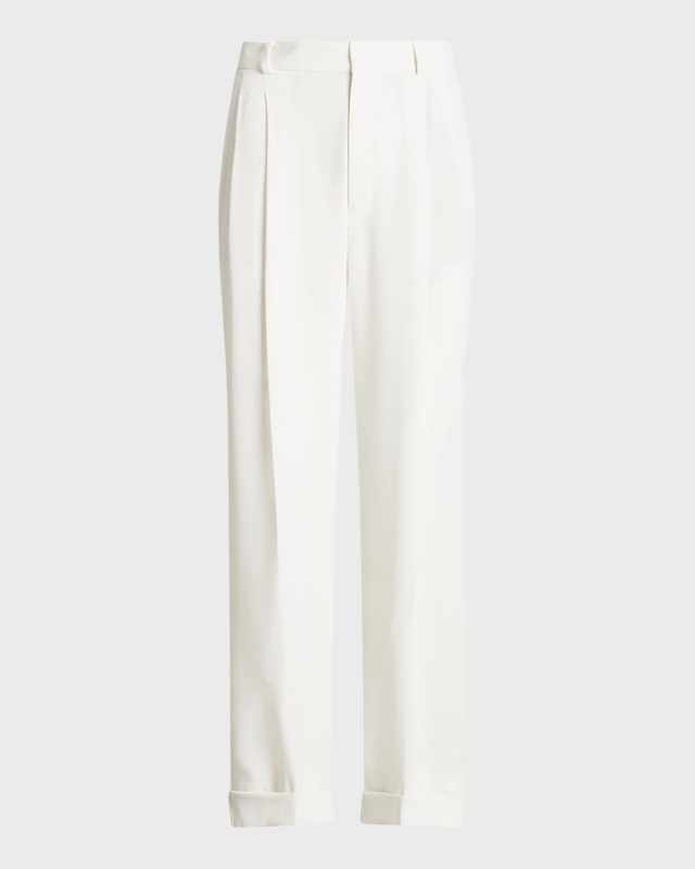 Straight-Leg Pleated Pants