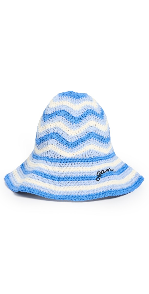 GANNI Cotton Crochet Bucket Hat Heather