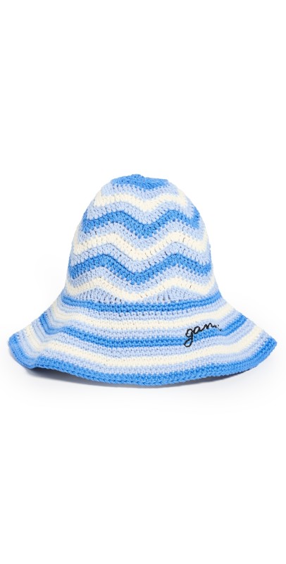 GANNI Cotton Crochet Bucket Hat Heather