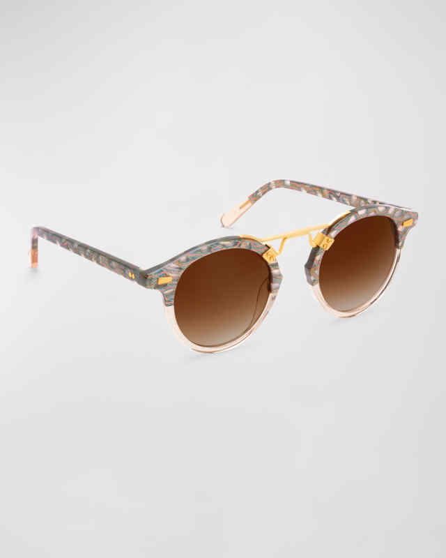 St. Louis Round Gradient Acetate Aviator Sunglasses