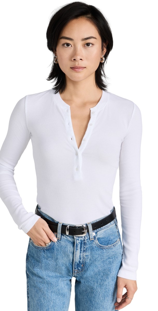 Cotton Citizen Veronaong Sleeve Henley White