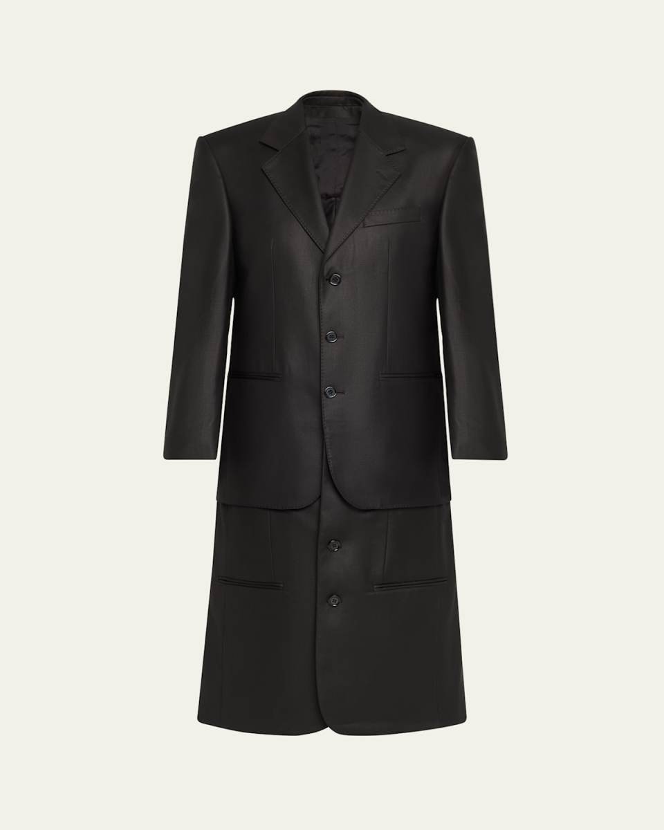 Layered Wool Blazer Coat