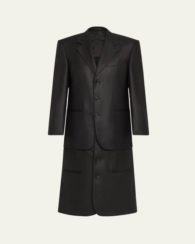 Layered Wool Blazer Coat