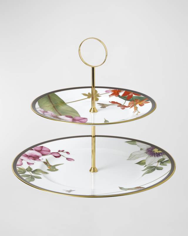 Hummingbird Two-Tier Cake Stand