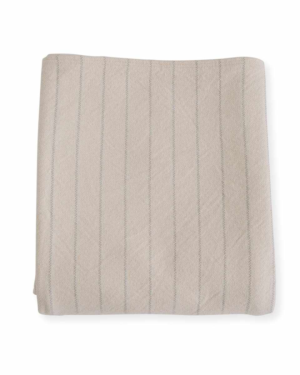 Pinstripe Herringbone Cotton Blanket, Blush