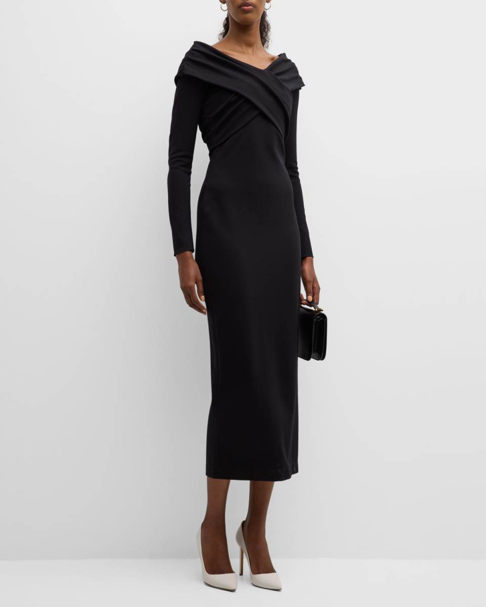 Off-Shoulder Milano Jersey Midi Dress