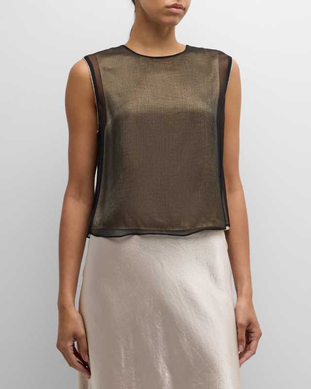 Beaded Border Sheer Shell Top