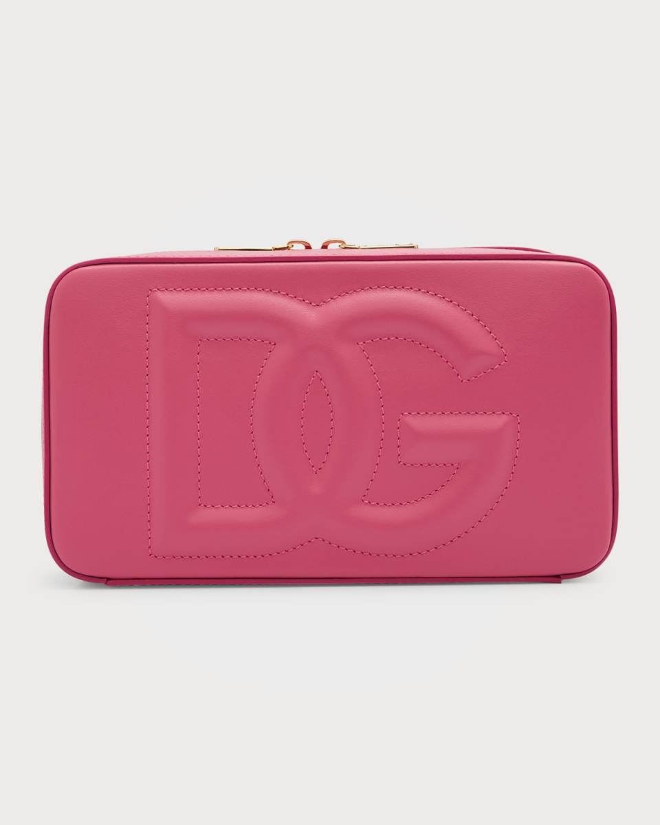DG Logo Zip Leather Clutch Bag
