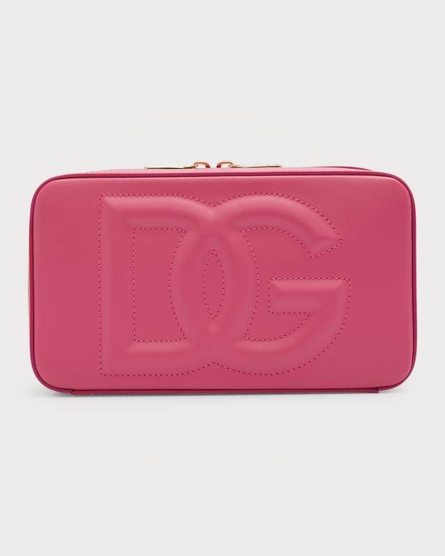 DG Logo Zip Leather Clutch Bag
