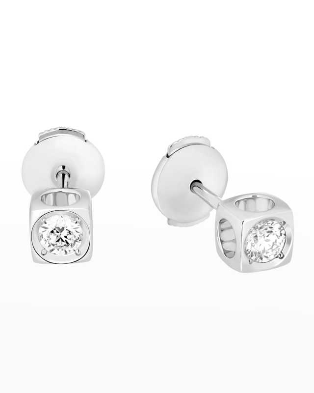 White Gold Le Cube Large Diamond Stud Earrings