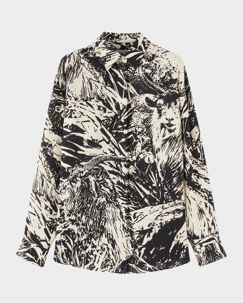 Elisabette Rainforest Excellence Silk Button-Down Shirt