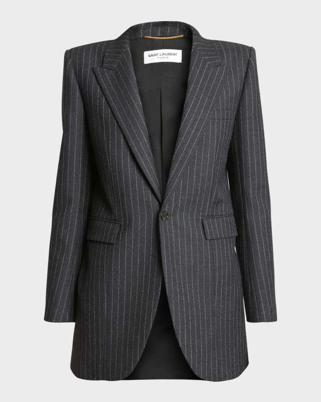 Pinstripe Single-Breasted Blazer Jacket