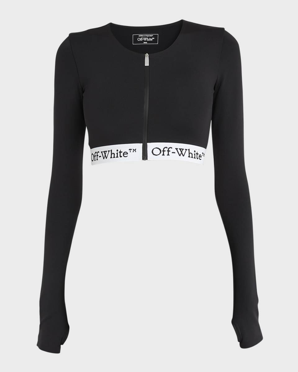 Zipped Crop Top with Logo Band