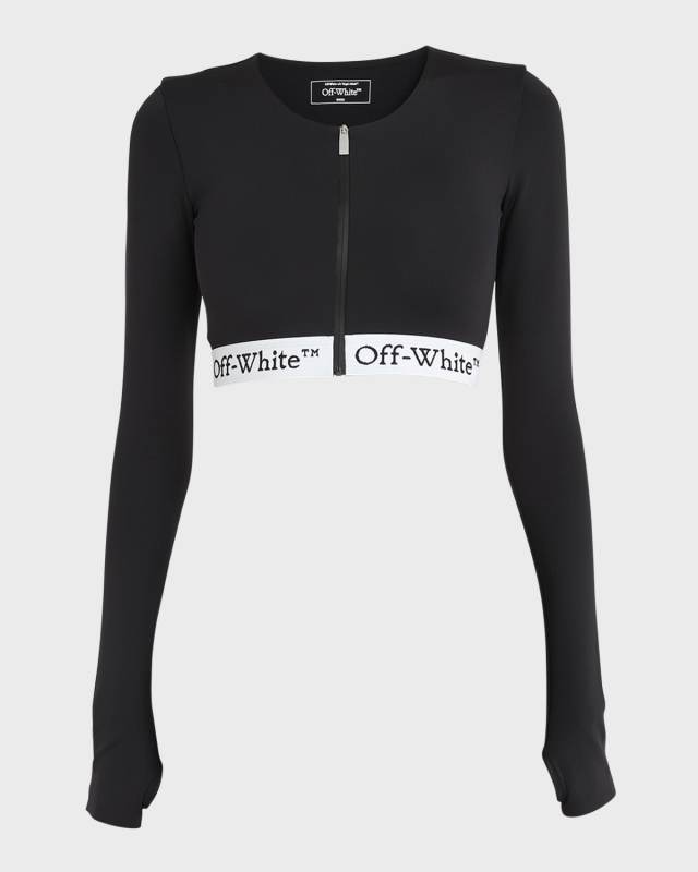 Zipped Crop Top with Logo Band