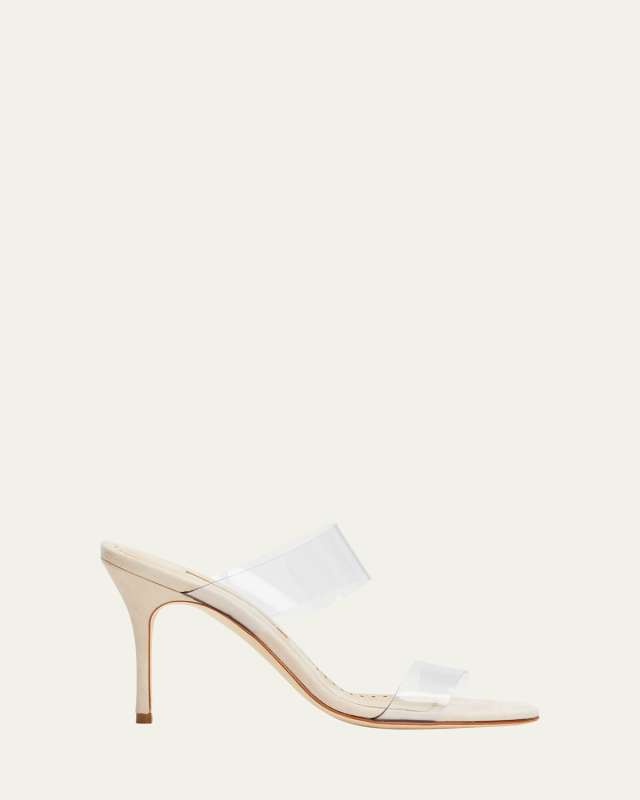 Scolto Clear Two-Band Slide Sandals
