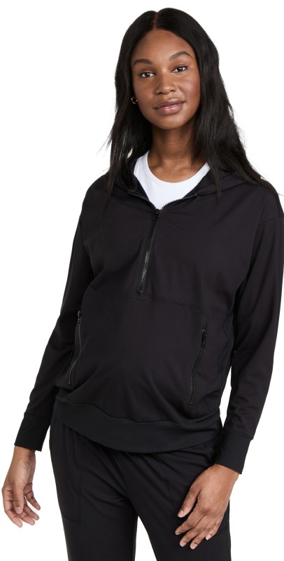 Ingrid & Isabel Half Zip Pullover Sweater Black