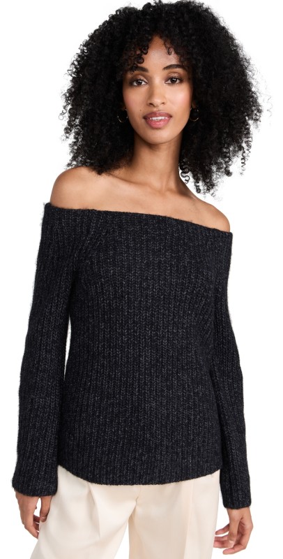 Vince Marl Off Shoulder Sweater H Charcoal