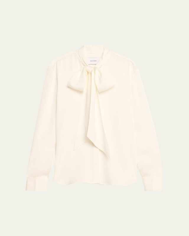 Scarf-Neck Satin Crepe Blouse