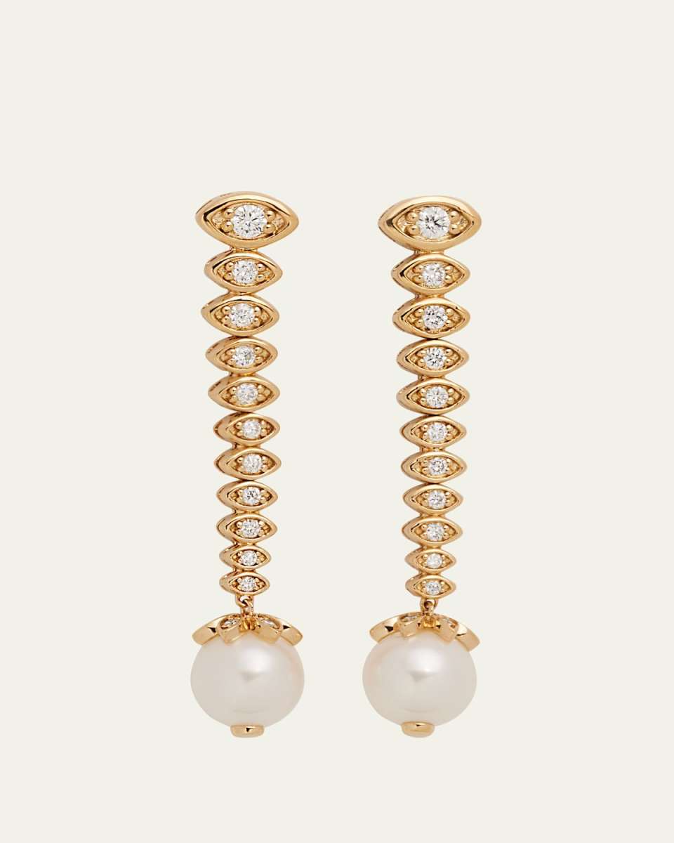 14k Yellow Gold Graduated Marquis Eye Earrings