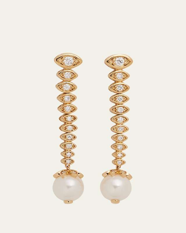 14k Yellow Gold Graduated Marquis Eye Earrings