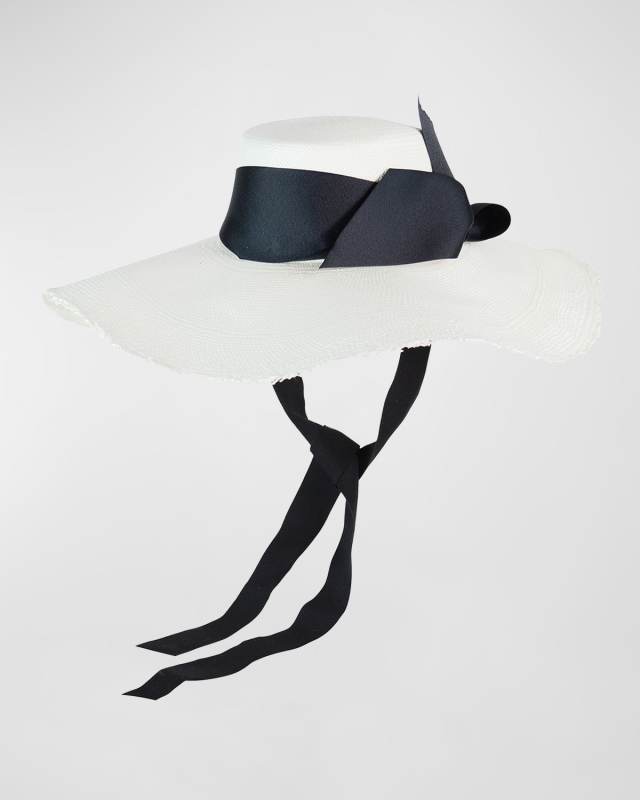 Frayed Floppy Straw Long Brim Hat