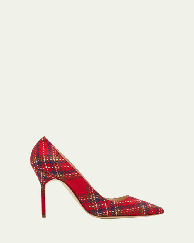 BB 105mm Plaid Wool Pumps