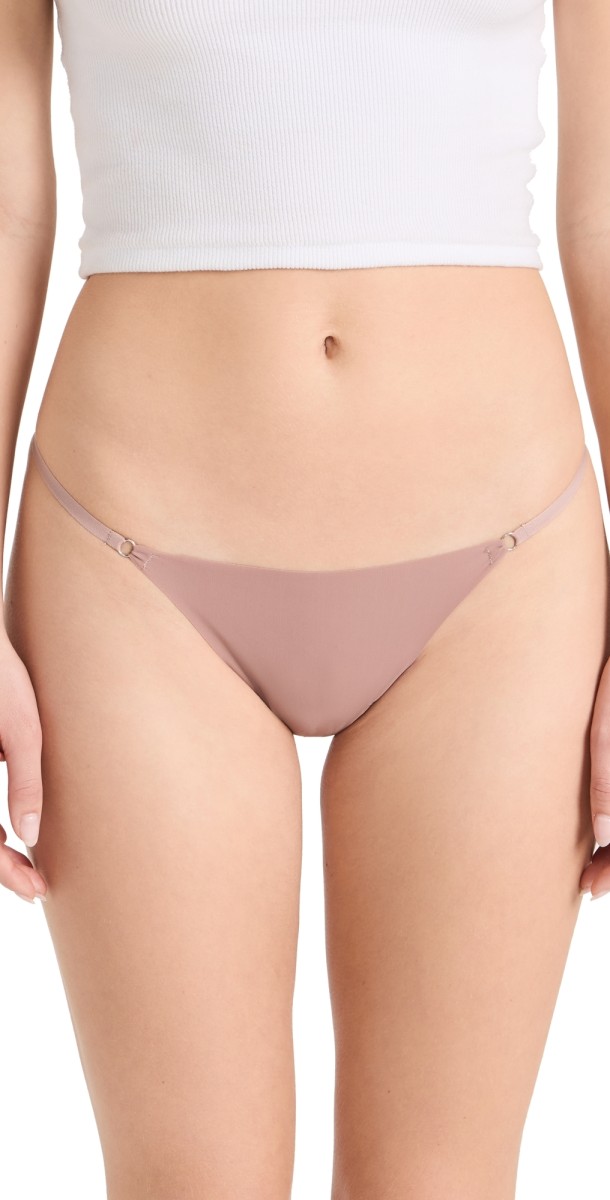 Fleur du Mal Charlotte Lace Seamless String Cheeky Panties Tan