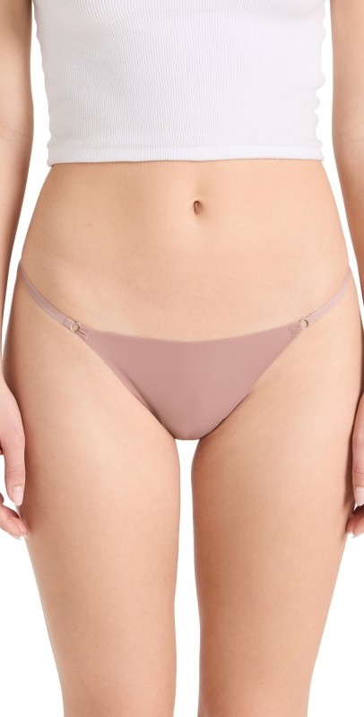 Fleur du Mal Charlotte Lace Seamless String Cheeky Panties Tan