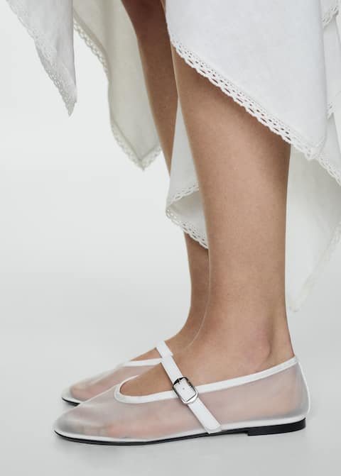 MANGO Mesh ballerinas with buckle strap