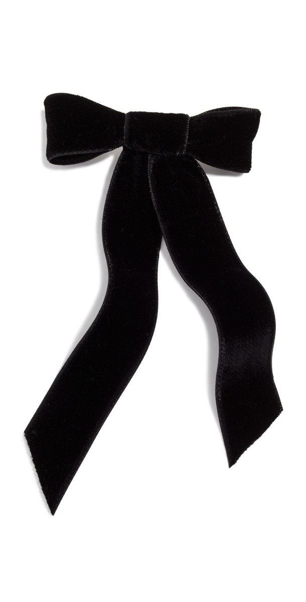 Jennifer Behr Velvet Bow Barrette Black