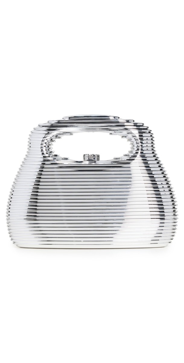 Cult Gaia Mimi Top Handle Bag Shiny Silver