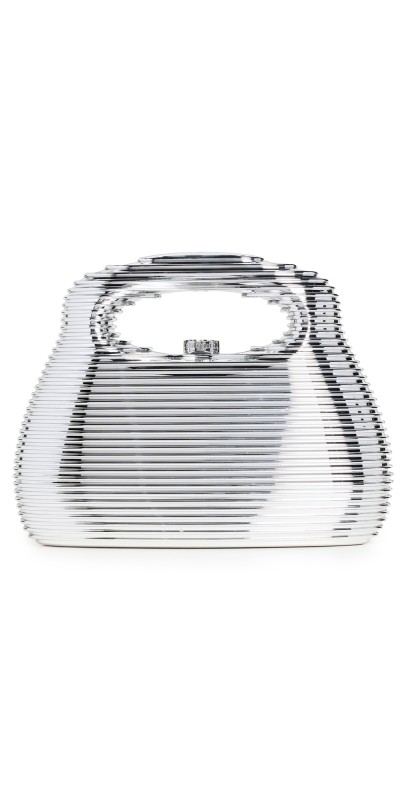 Cult Gaia Mimi Top Handle Bag Shiny Silver