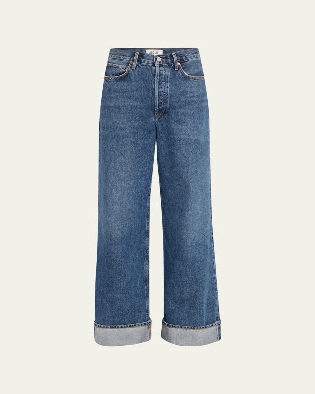 Dame Wide-Leg Cuffed Jeans