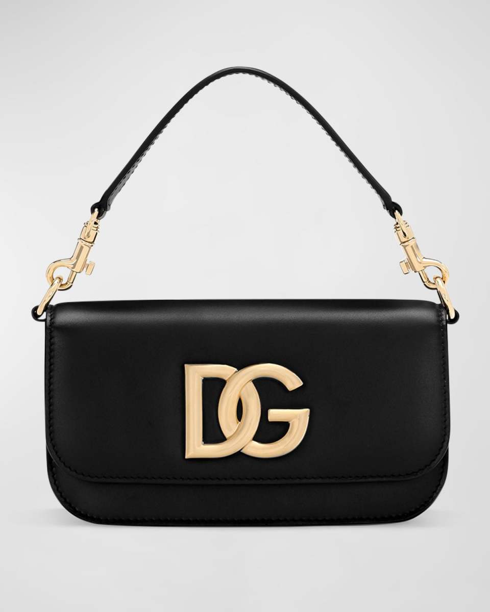 3.5 Flap Leather Top-Handle Bag
