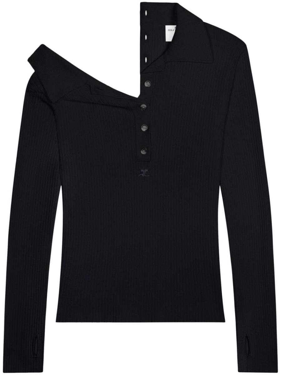 multi-button polo sweater