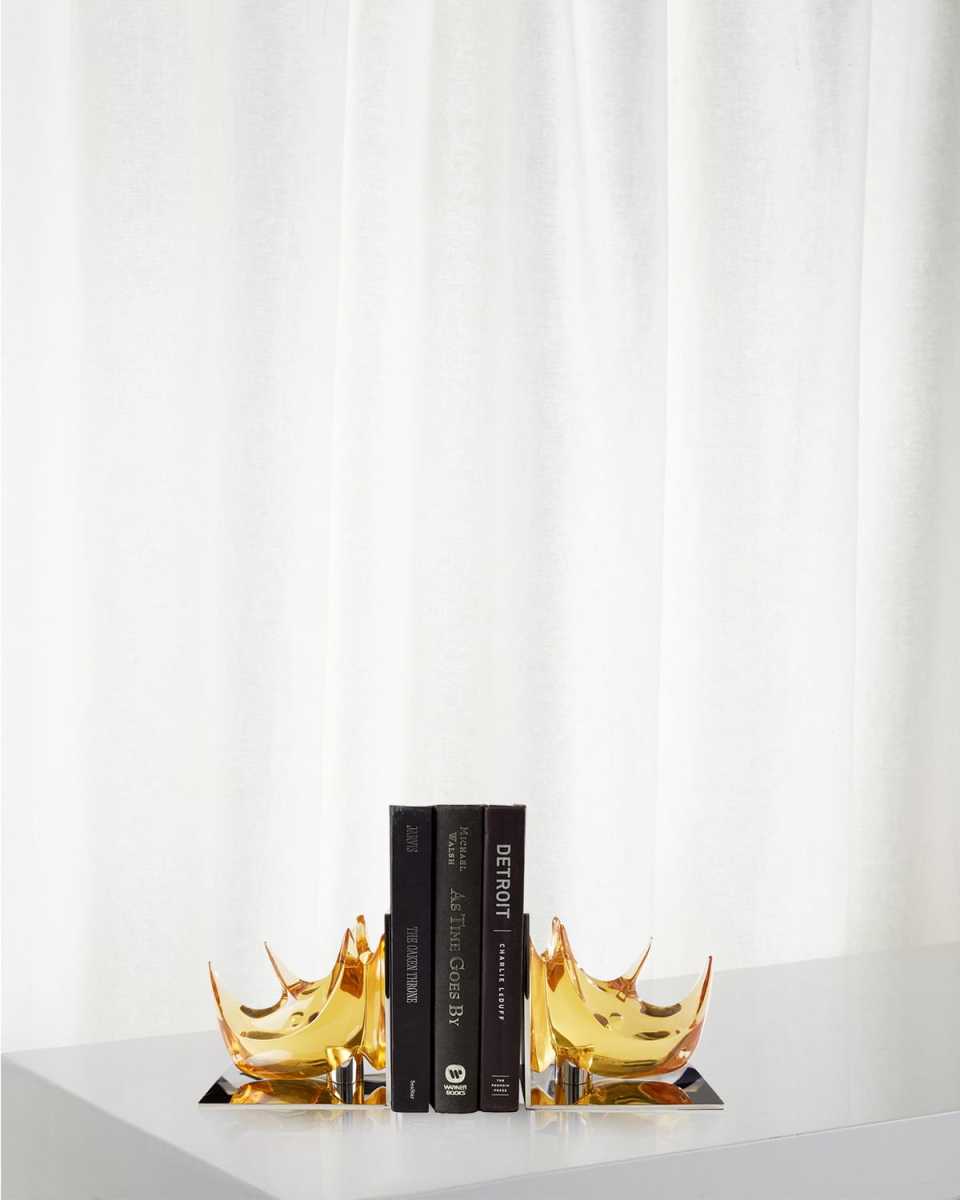Acrylic Rhino Bookends Set, Amber